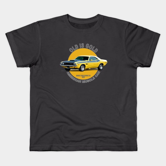 Challenger TA American Muscle Car 60s 70s Old is Gold Kids T-Shirt by Jose Luiz Filho